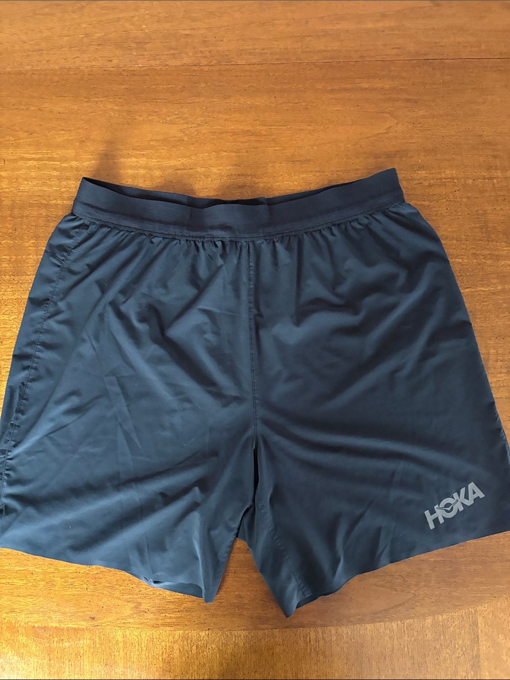 Hoka Men's Athletic Running Shorts — Dark Navy with Reflective Logo